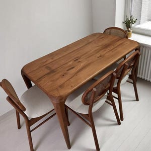 Handmade Solid Wood Dining Table: Rustic Contemporary Walnut or Oak