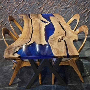 Walnut Epoxy Dining Room Table, Custom Live Edge Epoxy Dining Table, Custom Dining Table, Epoxy Kitchen Table, Living and office Room Table