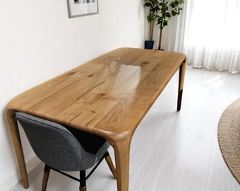 Handmade Walnut Dining Table: Rustic Solid Wood Dinner Table with Detachable Legs