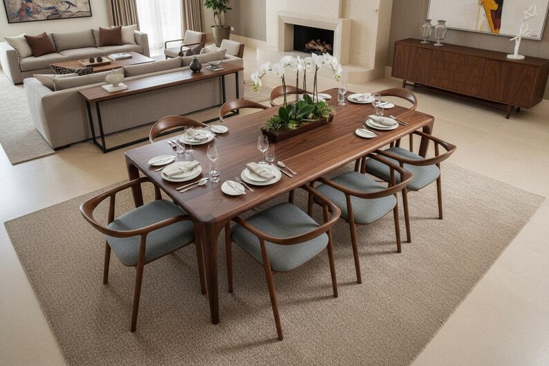 Handmade Solid Walnut Dining Table: Rustic Modern Wood Kitchen Table - Etsy