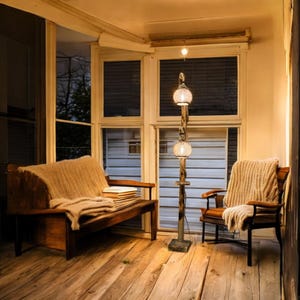 Handmade Rustic Wood Tree Floor Lamp: Farmhouse Style