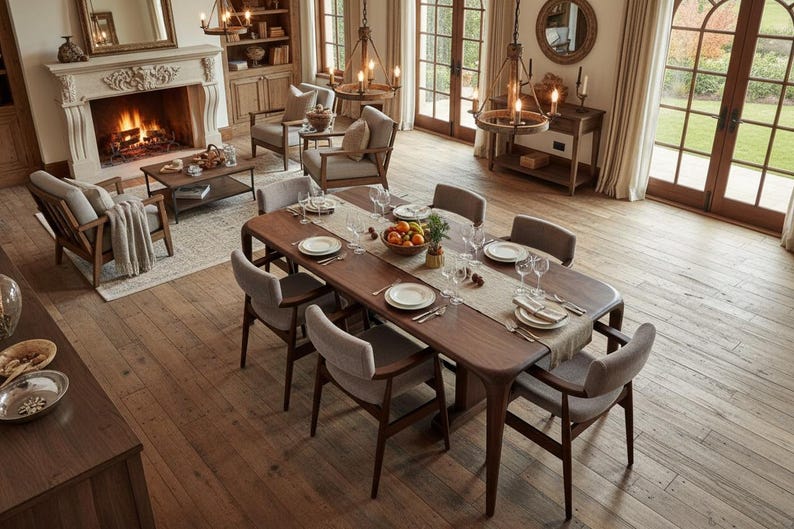 Handmade Solid Walnut Dining Table: Rustic Modern Wood Kitchen Table - Etsy