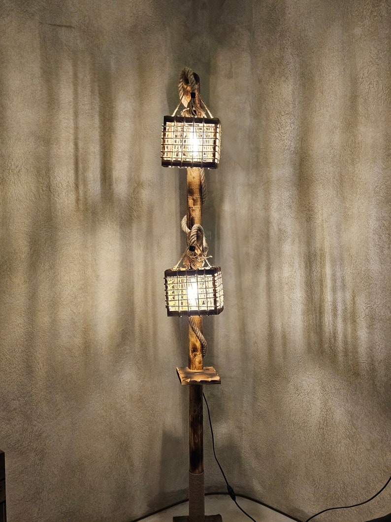 Handmade Tree Floor Lamp , Unique Floor Lamp from Wooden, Driftwood Floor Lamp, Handmade Wooden Lamp, Rustic Floor Lampshade, Alaska Style zdjęcie 9
