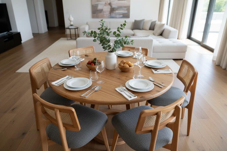 Handcrafted Solid Walnut Round Dining Table - Custom Sizes Round Dining ...