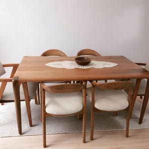 Handmade Walnut Wood Dining Table: Rustic Modern Solid Wood Office Desk