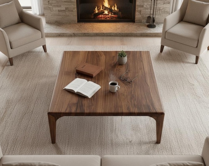 Featured listing image: Handcrafted Walnut Wood Coffee Table, Rustic Modern Oslo Model