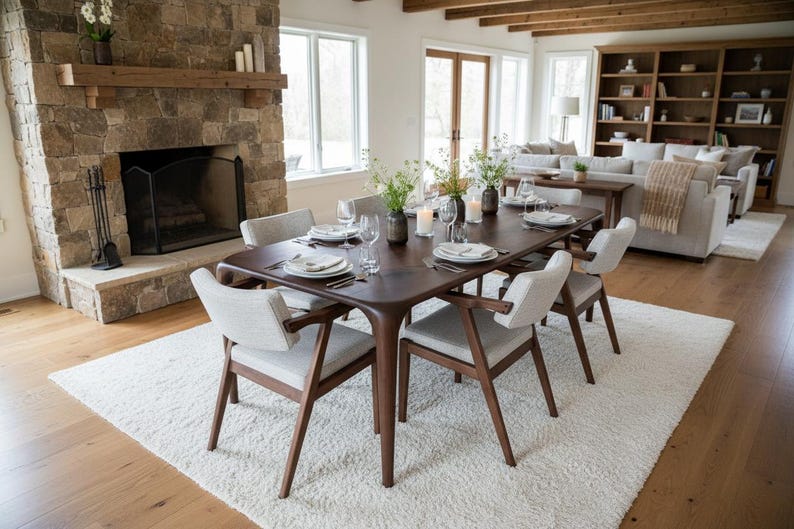 Handmade Solid Walnut Dining Table: Rustic Modern Wood Kitchen Table - Etsy