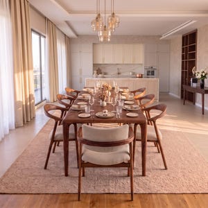 Handmade Walnut Dining Table: Rustic Modern Solid Wood Kitchen Table image 5