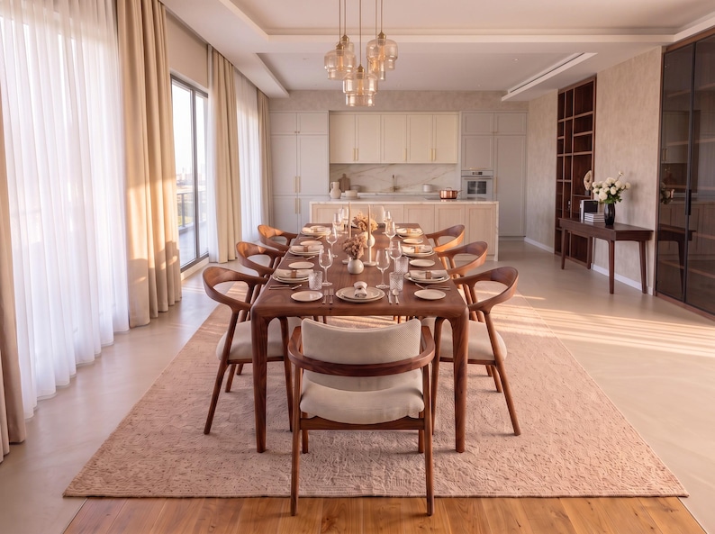 Handmade Walnut Dining Table: Rustic Modern Solid Wood Kitchen Table image 5