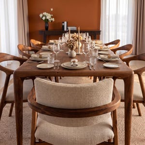 Handmade Walnut Dining Table: Rustic Modern Solid Wood Kitchen Table image 2