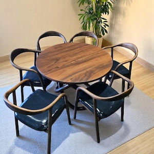 Handcrafted Solid Walnut Round Dining Table - Custom Sizes