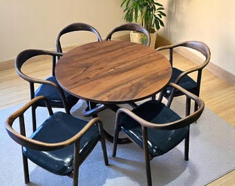 Handcrafted Solid Walnut Round Dining Table - Custom Sizes