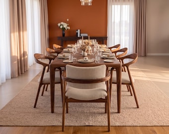 Handmade Walnut Dining Table: Rustic Modern Solid Wood Kitchen Table