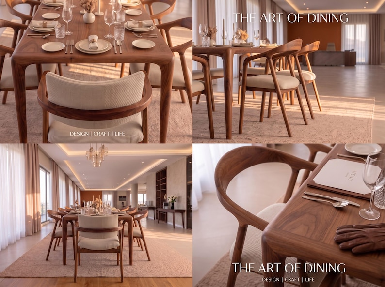 Handmade Walnut Dining Table: Rustic Modern Solid Wood Kitchen Table image 4