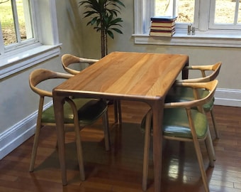 Handmade Solid Walnut Dining Table: Rustic Modern Wood Kitchen Table