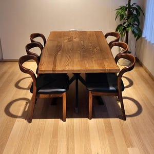 Rustic Walnut Wood Dining Table: Handmade Natural Edge Kitchen Table