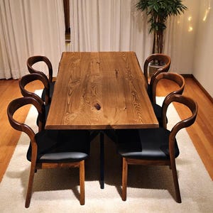 Walnut Dining Table with Metal Legs, Live Edge Wood Kitchen Table, Custom Size Rustic Dinner Table