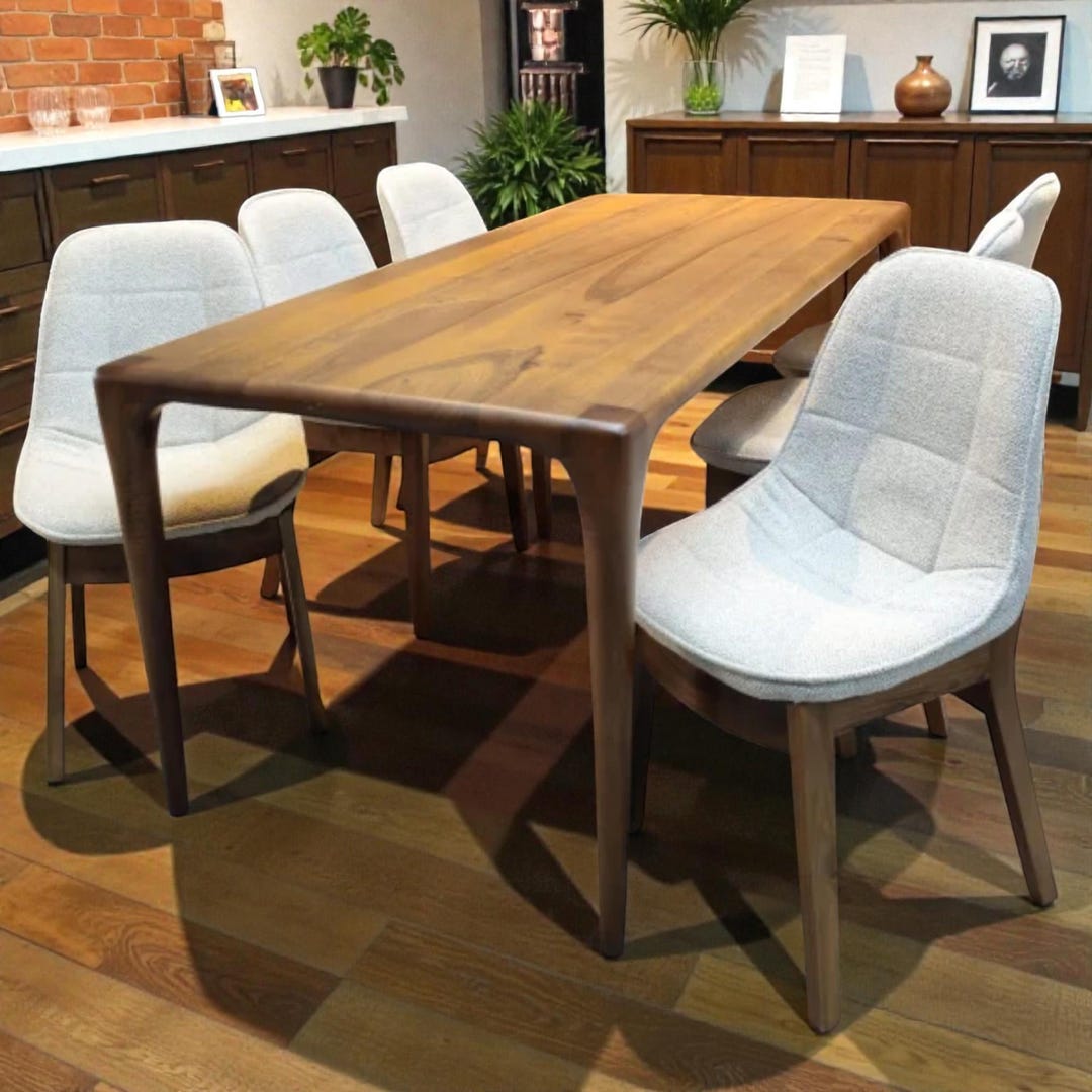 Handmade Solid Walnut Dining Table: Rustic Modern Wood Kitchen Table - Etsy