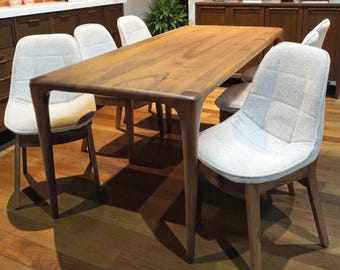 Handmade Solid Walnut Dining Table: Rustic Modern Wood Kitchen Table