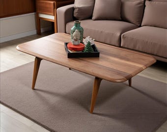 Handcrafted Walnut Live Edge Coffee Table | Rustic Wooden Slab