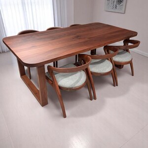 Walnut Dining Table Solid Wood Modern Rustic Kitchen Table Seating 4-6 ...