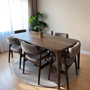 Custom Walnut Dining Table: Handmade Solid Wood, Rustic Modern Kitchen Furniture