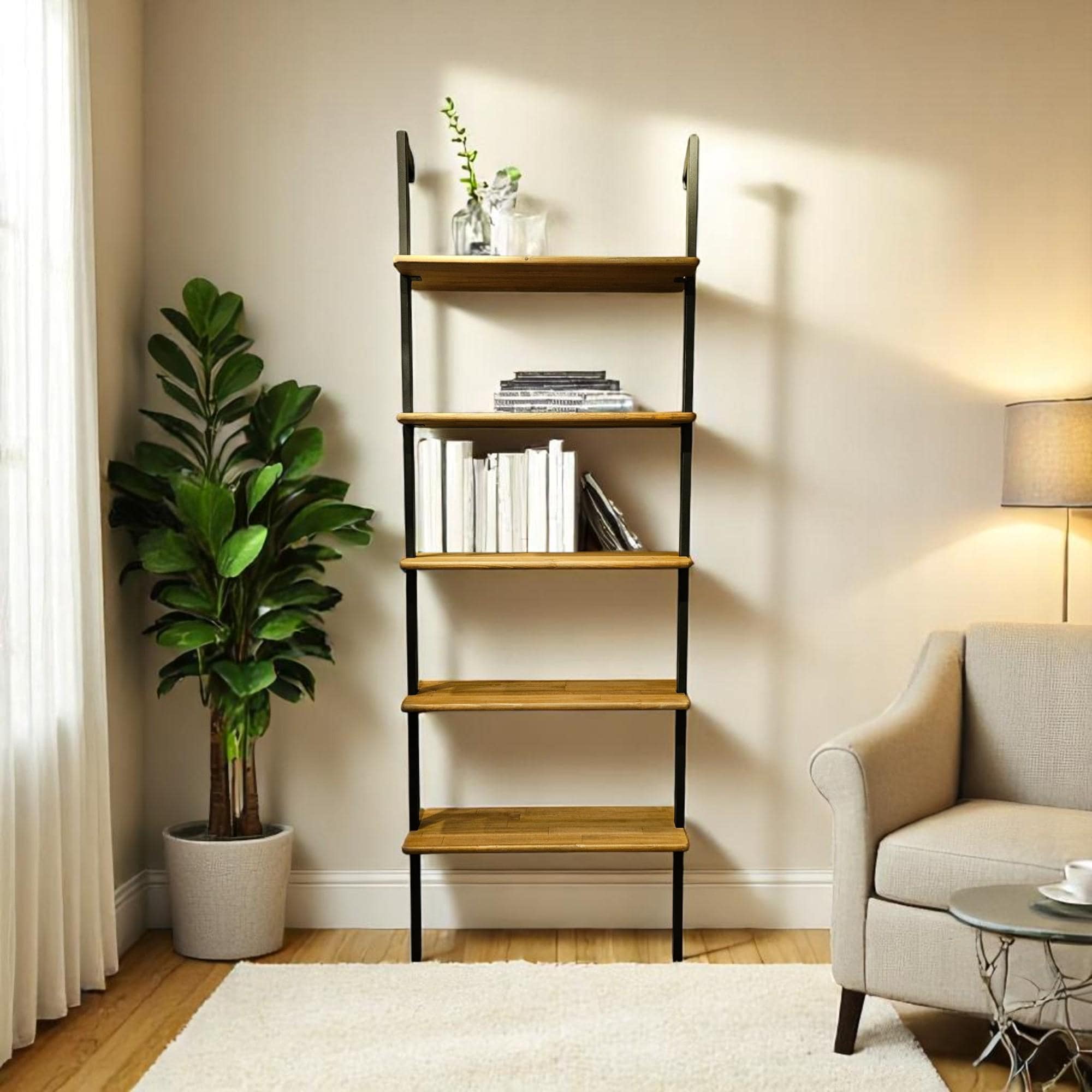Custom Size Solid Wood Bookshelf: Wall Mounted Metal Frame