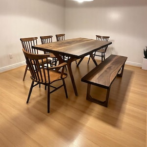 Live Edge Walnut Dining Table - Handcrafted Wood Kitchen & Rustic Modern Dining Furniture - Walnut Dining Table - Wood Dinner Table