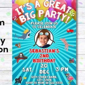 Go Theme Custom Photo Birthday Invitation, Aviator (Digital Download)