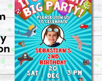 Go Theme personalisierte Foto Geburtstagseinladung, Aviator (Digitaler Download)