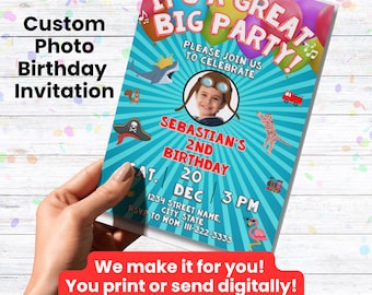 Go Theme Custom Photo Birthday Invitation, Aviator (Digital Download)