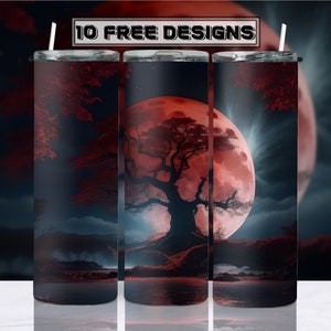 Red Moon waterfall Tumbler Design | Sublimation Designs Downloads, Digital download, 20 oz tumbler sublimations, Digital file, tumbler wrap