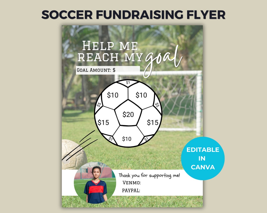 Editable Soccer Fundraiser Flyer Template Customizable Design on