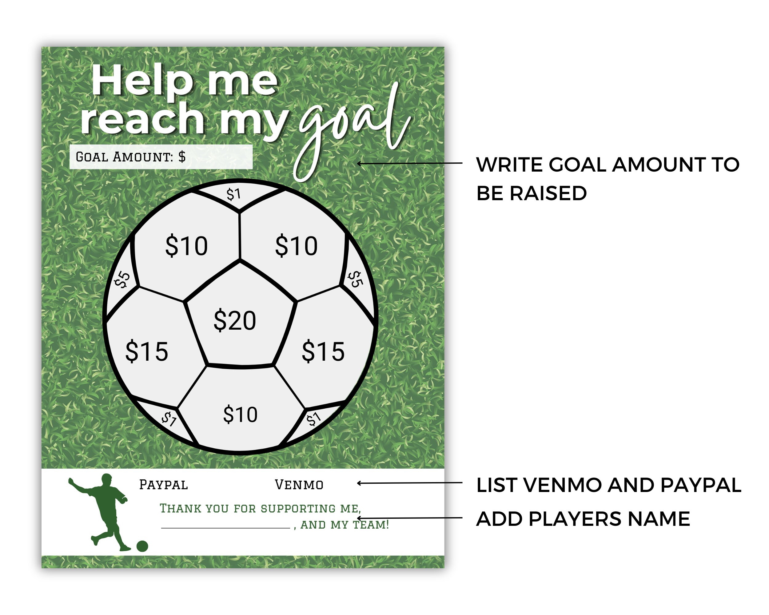 Soccer Fundraiser Flyer Color My Soccer Ball Printable Template Etsy