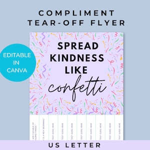 Compliment Tear-off Flyer, Editable Kindness Printable (canva) - Etsy