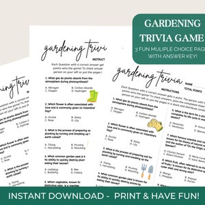 Gardening Trivia  Challenge Printable Game