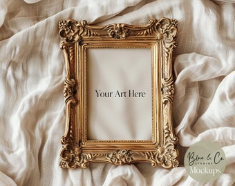 Ornate Gold Frame Mockup | Digital Mockup