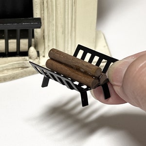 Dollhouse Miniature Firewood Log Holder Rack with Attached Logs – 1:12 Scale Dollhouse Fireplace Accessory - Miniature Home Decor