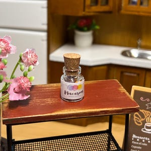 Dollhouse Miniature Macarons 5 PC in a Glass Jar, Miniature Dessert, Bakery Macarons for Dollhouse, Supermarket Macarons, Dollhouse Kitchen