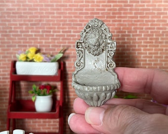 Miniature Lion’s Head Wall Fountain - 1:12 Scale – Dollhouse Garden or Patio Accessory