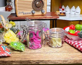 Melody Jane Dollhouse Miniature - Set Of 2 Empty Mason Canning Jars With Lids (1:12 Scale)