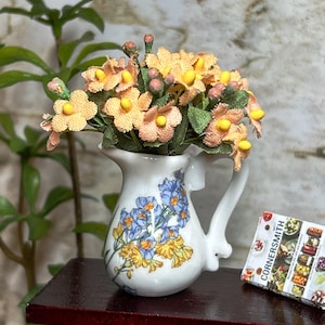 Dollhouse Miniature White Ceramic Centerpiece – 1:12 Scale Dollhouse Vase, Tiny Home Décor, Handmade Miniature Accessories