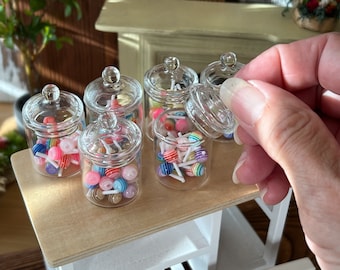 Dollhouse Glass Candy Jar with 20 Clay Lollipops 1:6 Scale – Doll Candy