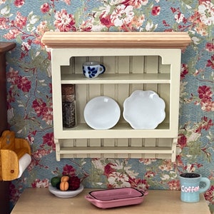 Dollhouse Miniature Wall Hanging Shelf – 1:12 Scale Dollhouse Country Kitchen Storage & Display