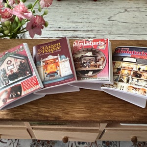Dollhouse Miniature 1:6 Miniaturist Books, Set of 4 Books, Colorful Glossy Covers with Blank Pages, Dollhouse Miniature Books, Home Decor