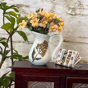 Dollhouse Miniature White Ceramic Centerpiece – 1:12 Scale Dollhouse Vase, Tiny Home Décor, Handmade Miniature Accessories