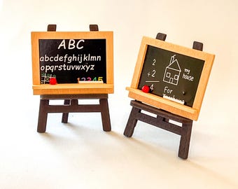 Miniature Blackboard with Stand – 1:12 Scale - Dollhouse Chalkboard with Chalk & Eraser