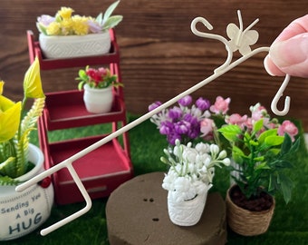 Miniature Garden Plant Hanger 1:12 Scale | Dollhouse Butterfly Wire Hook Outdoor Decor