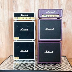 Miniature Marshall Amp Stack – 1:6 Scale JCM800 Replica | Purple or White | Dollhouse Music Room Decor