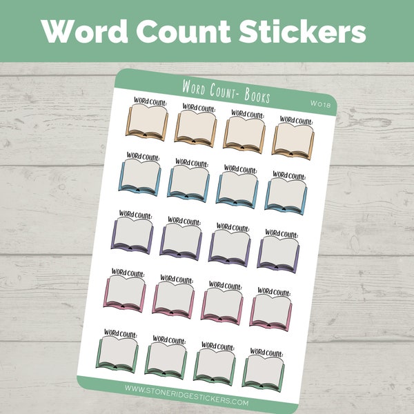 Word Count Writing Sticker - Open Book - Stickers for Writers and Authors, Planner Stickers, Functional Stickers, Word Count Tracker Sticker